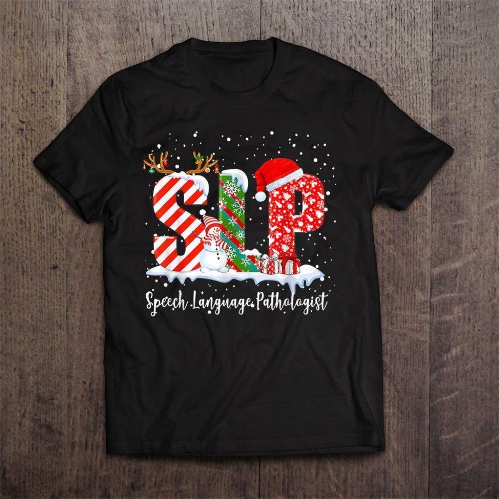 Slpa Therapist Speech Language Pathology Santa Christmas Unisex Tee